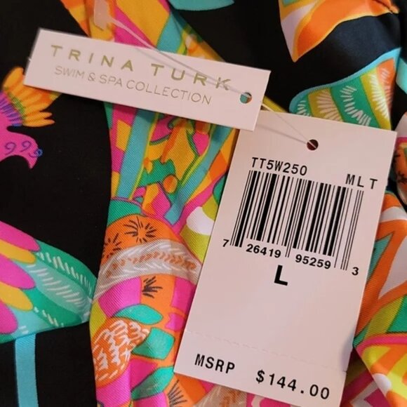 Trina Turk Tahitian SZ L Floral Mini Tunic Swim Cover Up 20th Anniversary NWT - Picture 9 of 13